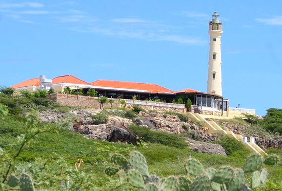 a picture of the california lighthouse restaurant la trattoria el faro blanco at the california lighthouse in aruba