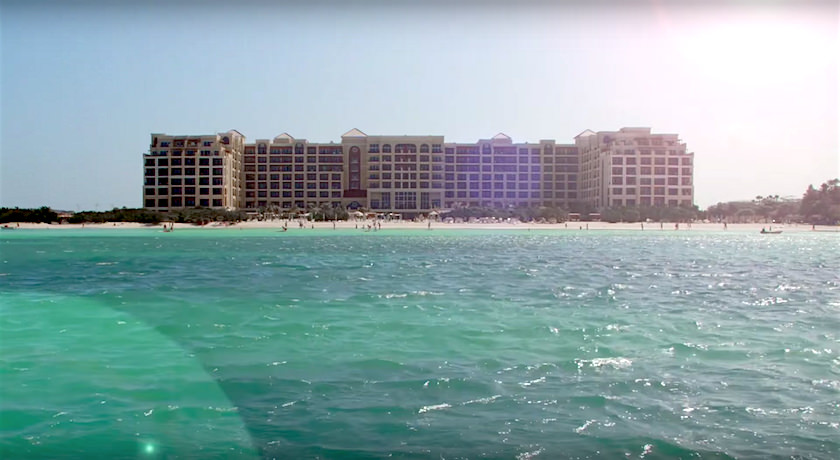 a picture of the ritz-carlton in aruba seen from the caribbean