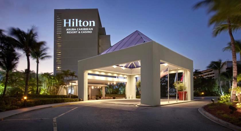 a picture of the entrance to the hilton aruba caribbean resort and casino