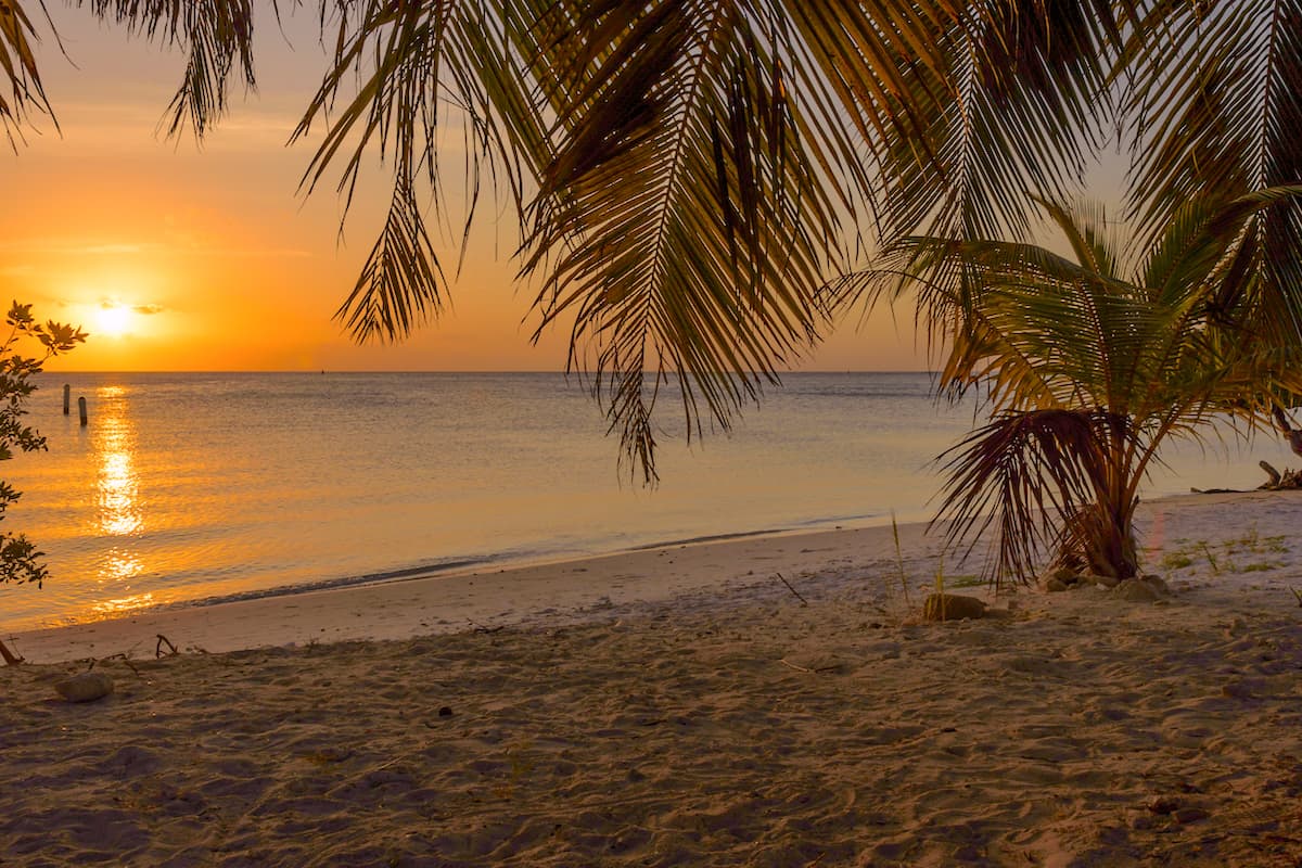Sunset at Surfside Beach, Aruba, Dutch Caribbean.