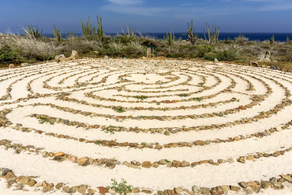 The Peace Labyrinth in Aruba, a little haven that invites you to pause, reflect, and meditate amidst the awe-inspiring beauty of Aruba.