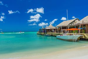 stunning vistas at De Palm Pier in Aruba, where the Bugaloe Beach Bar and Grill is located.