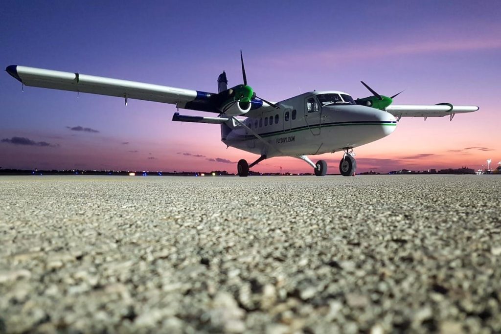 an airplane operated by Divi Divi Air in Aruba, Dutch Antilles.