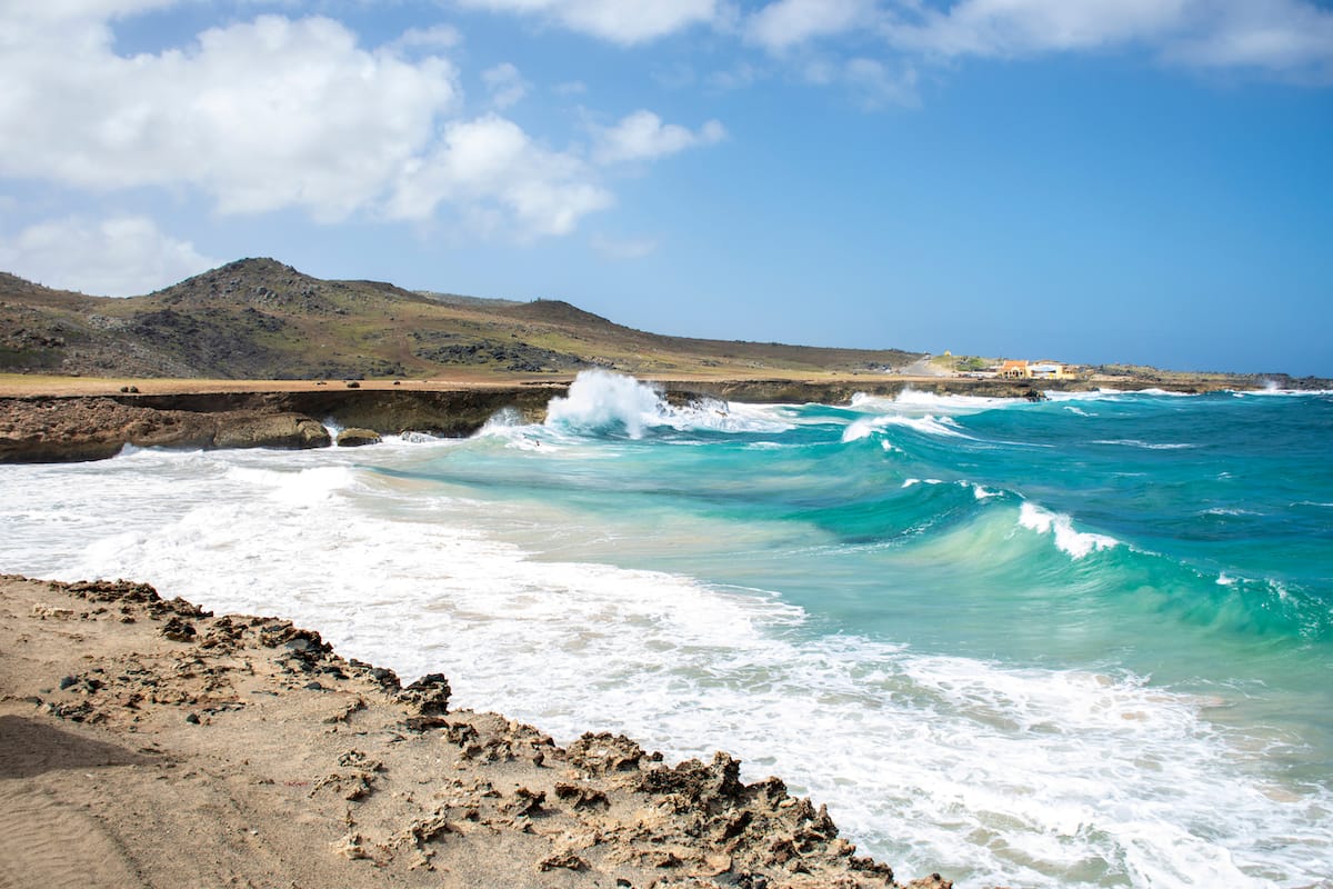 A beach in San Nicolas, Aruba, Dutch Caribbean.